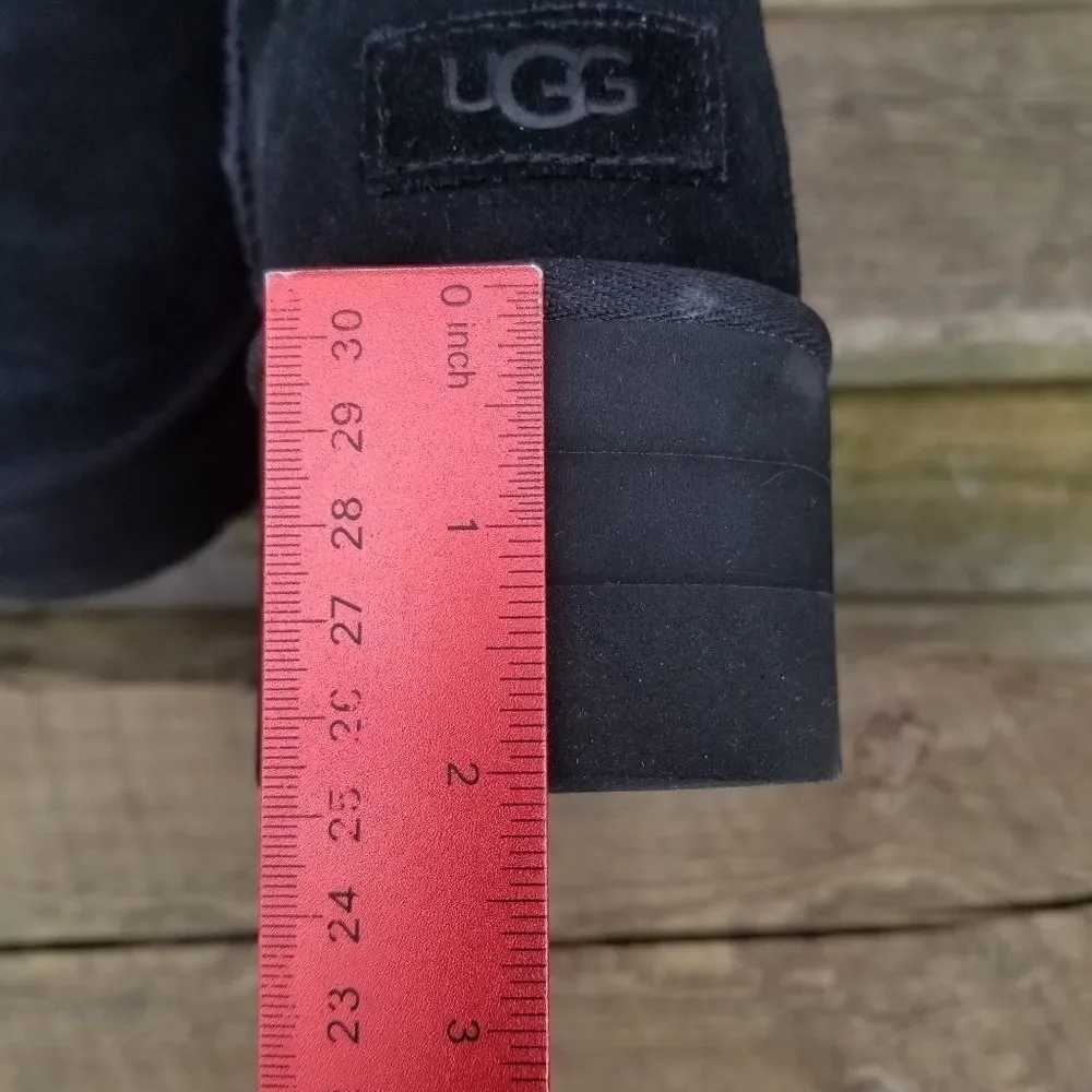 Ugg Australia Classic Mini Black‎ Suede Leather Super Platform Chunky Boots 9